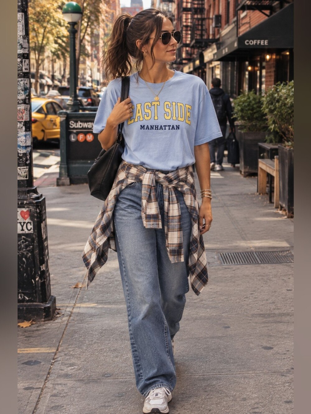 H&M Light Blue 'East Side Manhattan' Graphic Tee